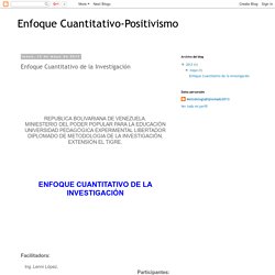 Enfoque Cuantitativo-Positivismo: Enfoque Cuantitativo de la Investigación
