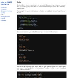 Cube · Intro to CSS 3D transforms › Docs