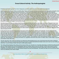 Cross-Cultural Activity: The Anthropologists