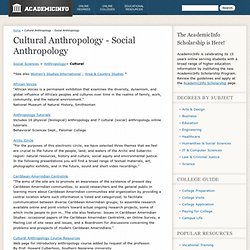 Cultural Anthropology - Social Anthropology