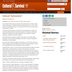 Cultural "Authenticity"