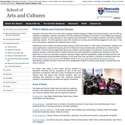 Media and Cultural Studies, PhD - School of Arts and Cultures