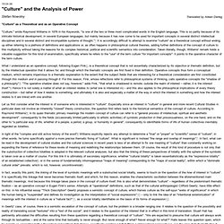 "Culture" and the Analysis of Power