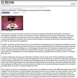 Culture et éducation - Accès inégal aux arts pour les élèves du Québec
