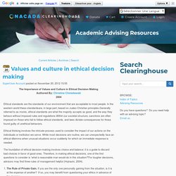 Value and culture in ethical decision making