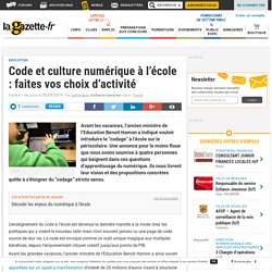 Code et culture numérique à l’école : faites vos choix d’activité