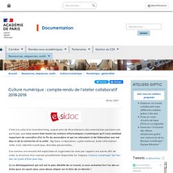 Culture numérique : compte-rendu de l'atelier collaboratif 2018-2019