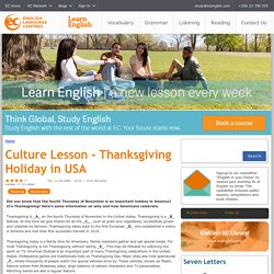 Culture Lesson - Thanksgiving Holiday in USA