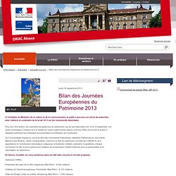 Bilan des Journées Européennes du Patrimoine 2013 / Actualité à la une / Actualités / Drac Alsace / Régions