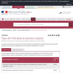 Taux de TVA dans le secteur culturel - professionnels