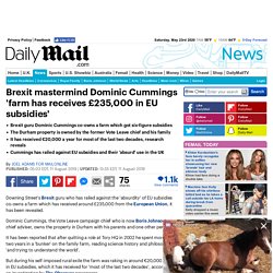Dominic Cummings accused of hypocrisy as 'co-owner of a farm that took £235,000 in EU subsidies' 