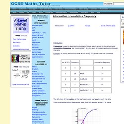 CUMULATIVE FREQUENCY revise information GCSE Maths Tutor
