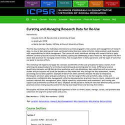 Curating and Managing Research Data for Re-Use