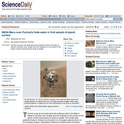 NASA Mars rover Curiosity finds water in first sample of planet surface