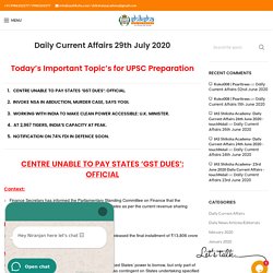 Daily Current Affairs 29th July 2020 - Best IAS Coaching in Bangalore