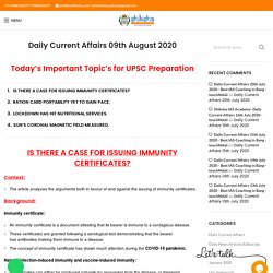 Daily Current Affairs 09th August 2020 - Best IAS Coaching in Bangalore
