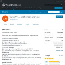 Current Year and Symbols Shortcode – WordPress plugin