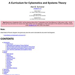 A Curriculum for Cybernetics and Systems Theory