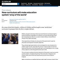 New curriculum will make education system 'envy of the world'