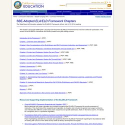 SBE-Adopted ELA/ELD Framework Chapters - Curriculum Frameworks