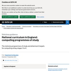 National curriculum in England: computing programmes of study - Publications