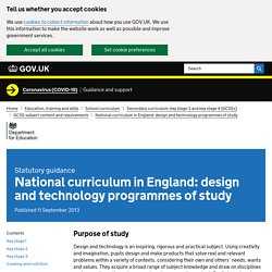 National curriculum in England: design and technology programmes of study