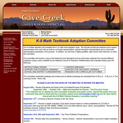 Curriculum - K-8 Math Textbook Adoption Committee