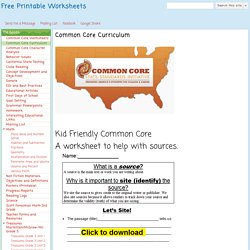 Common Core Curriculum - Free Printable Worksheets