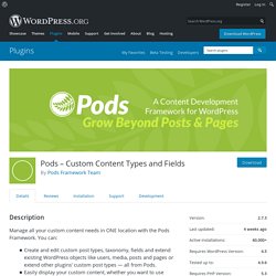 Pods - Custom Content Types and Fields