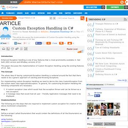 Custom Exception Handling in C#