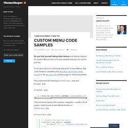 Custom Menu Code Samples