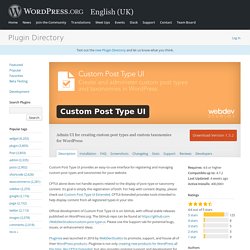 Custom Post Type UI — WordPress Plugins