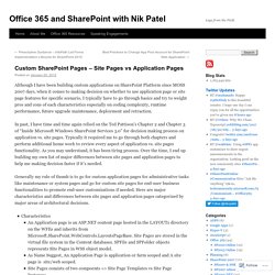 Custom SharePoint Pages – Site Pages vs Application Pages