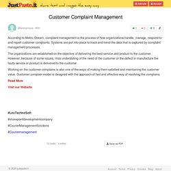 Customer Complaint Management