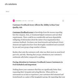 Customer Feedback Score Affects the Ability to Run Your Quality Ads