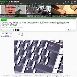 Company Tries to Fine Customer $3,500 for Leaving Negative Review Online