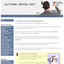 Customer Service Job Descriptions