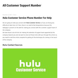 Hulu Customer Service Phone Number For Help