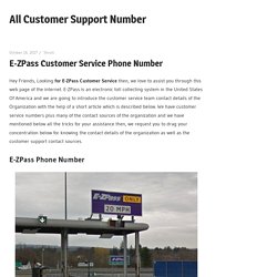 E-ZPass Customer Service Phone Number