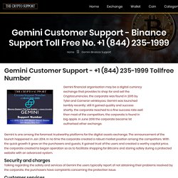 Gemini Customer Support - +1 (844) 235-1999 Binance Support Toll Free No.