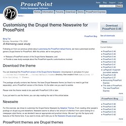 Customising the Drupal theme Newswire for ProsePoint