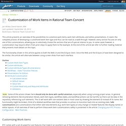 Customization of Work Items in Rational Team Concert - Library: Articles