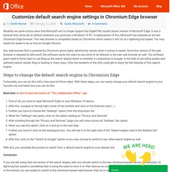 Customize default search engine settings in Chromium Edge browser
