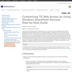 TS Web Access Step-by-Step Guide: Customizing TS Web Access by Using Windows SharePoint Services