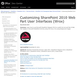 Customizing SharePoint 2010 Web Part User Interfaces (Wrox)