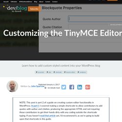 Customizing the TinyMCE Editor to Add Buttons in WordPress