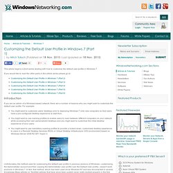 Customizing the Default User Profile in Windows 7 (Part 1)