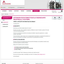 Afterwork recrutement pour la cybersécurité industrielle, 10 octobre - Groupe AREVA