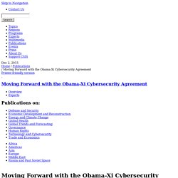 Moving Forward with the Obama-Xi Cybersecurity Agreement