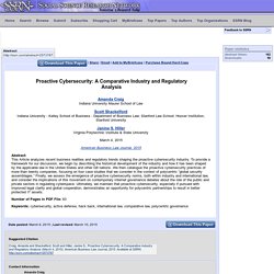 Proactive Cybersecurity: A Comparative Industry and Regulatory Analysis by Amanda Craig, Scott Shackelford, Janine S. Hiller